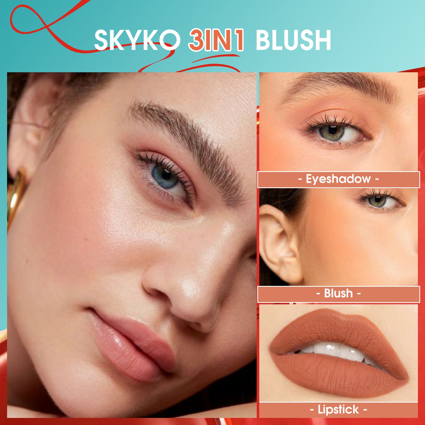 Skyko Cream Blush Multi-Purpose Natural Face Makeup Blusher Dual Use for Lips and Cheeks