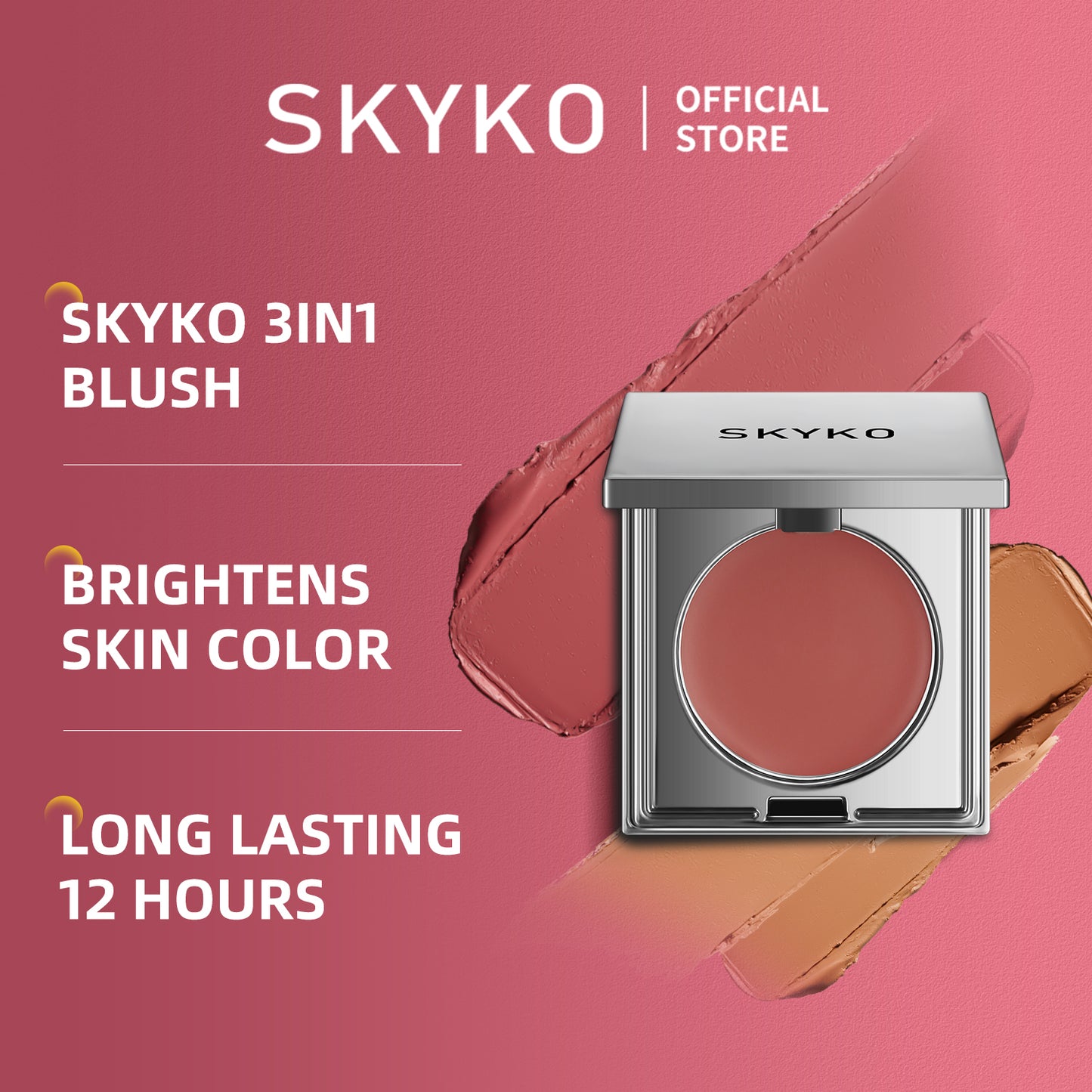 Skyko Cream Blush Multi-Purpose Natural Face Makeup Blusher Dual Use for Lips and Cheeks