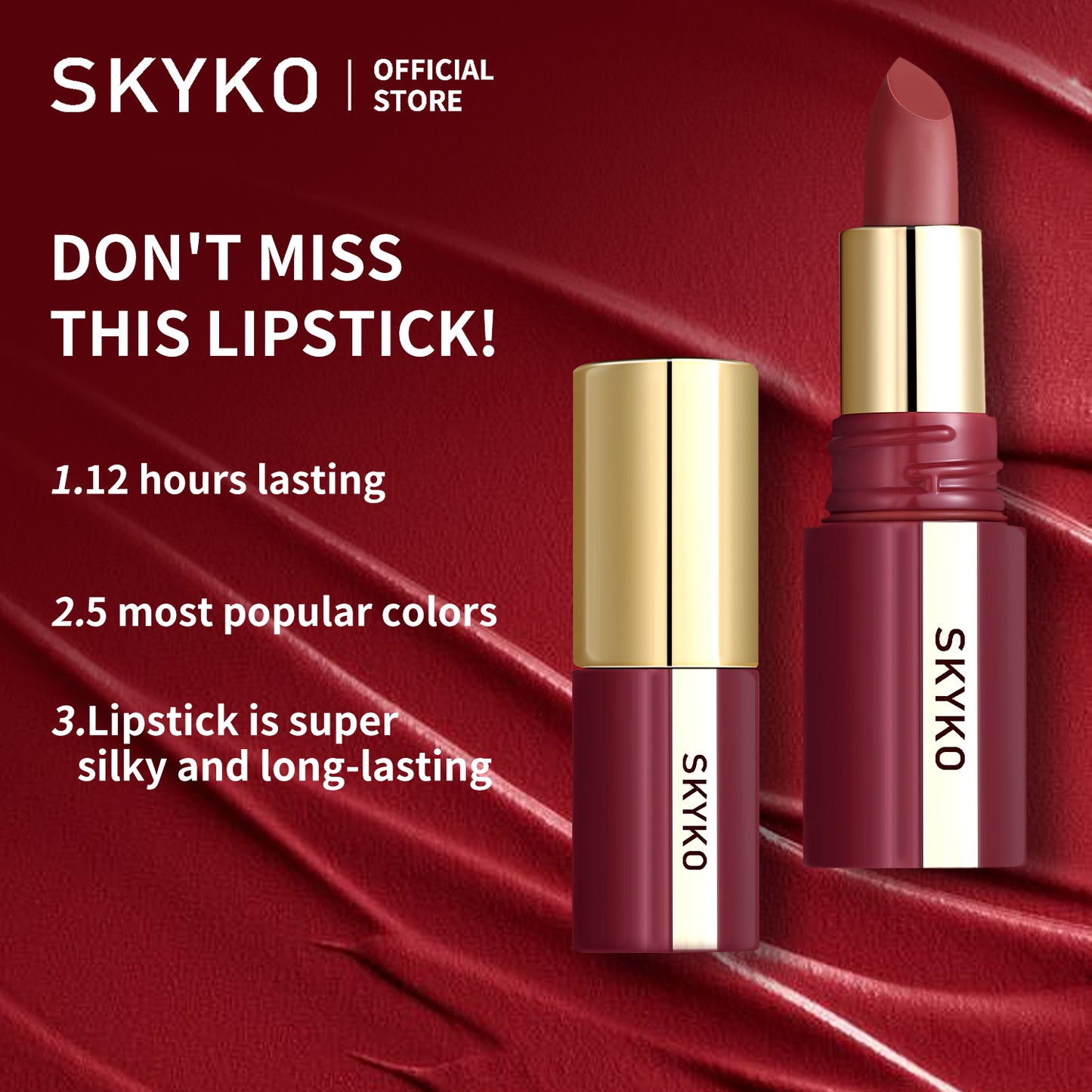 Skyko Matter Lipstick 5 Colors Waterproof Long Lasting Lip Makeup